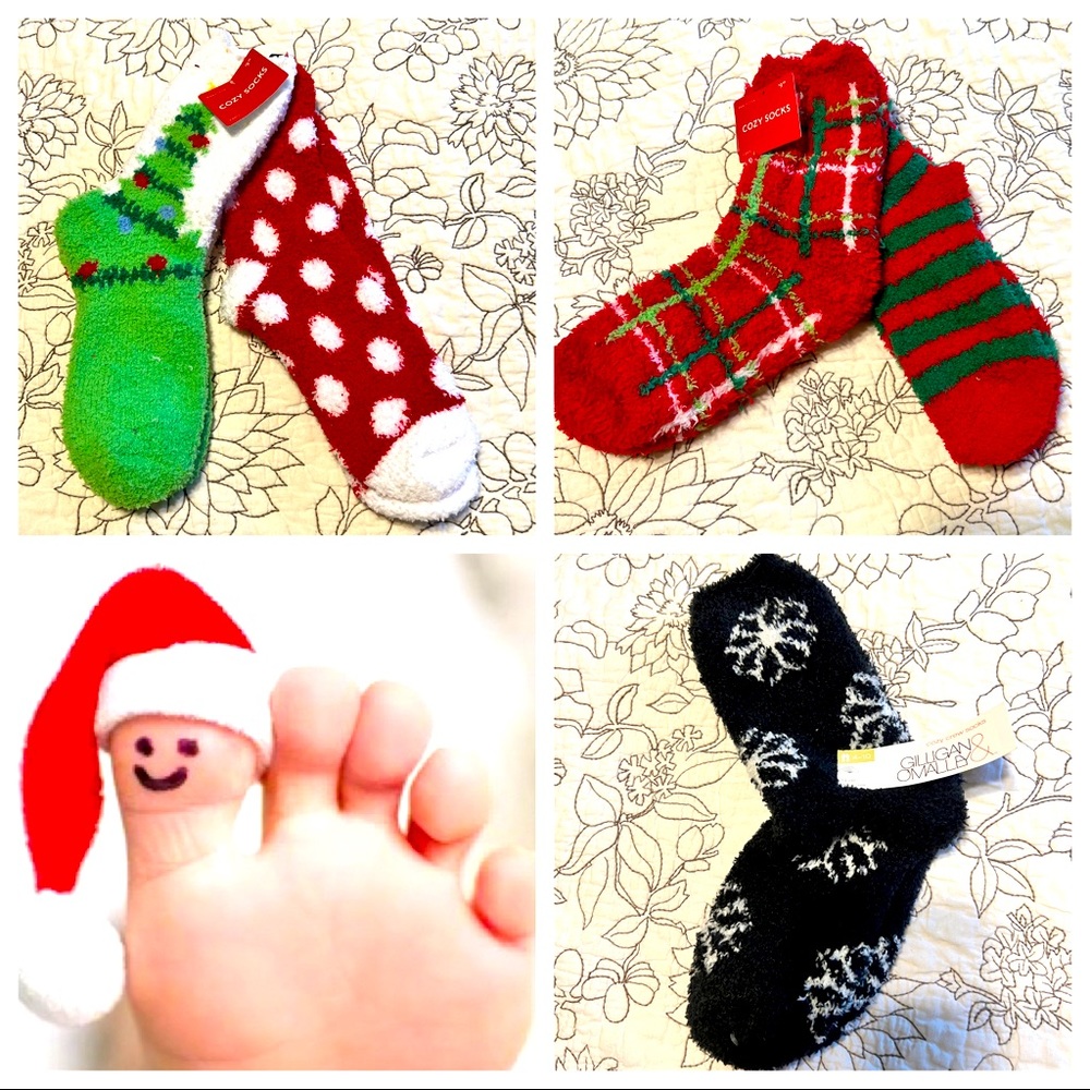 A/ 5 pairs of Cozy Holiday Socks, Size 4-10.